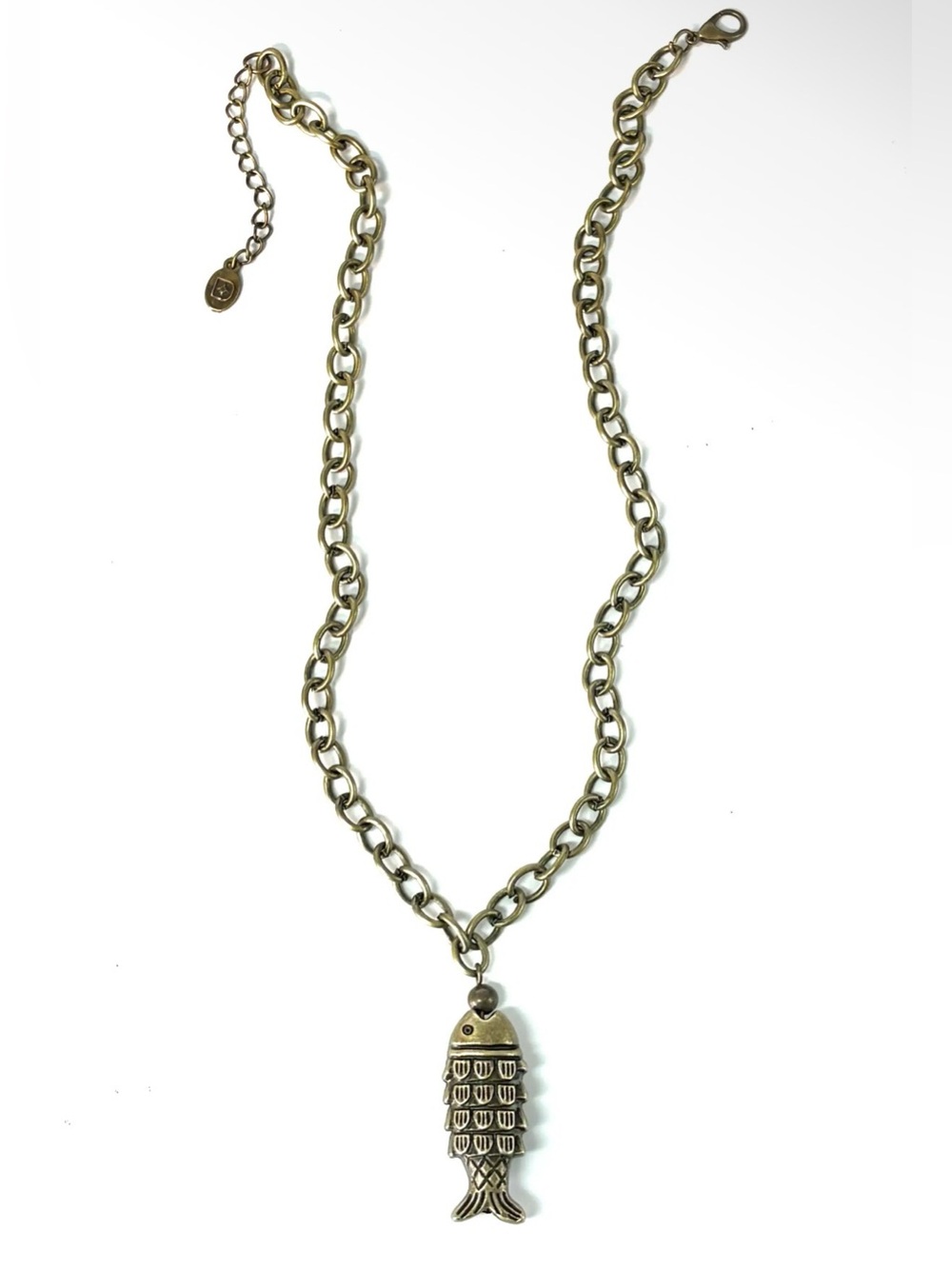 Pisces Vertical Vintage-Inspired Bronze Tone Fish Pendant Necklace